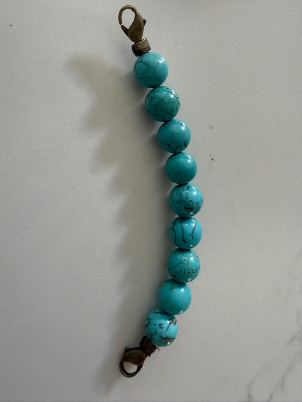 Turquoise Beaded Bracelet with Lobster Clasps